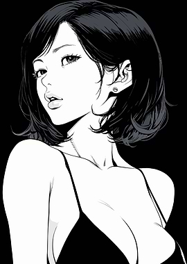 Anime Girl in Black Dress