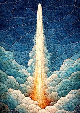 Rocket Launch Through Clouds