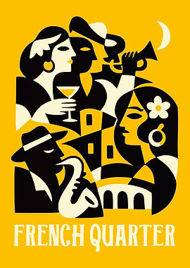 French Quarter Jazz Scene Poster