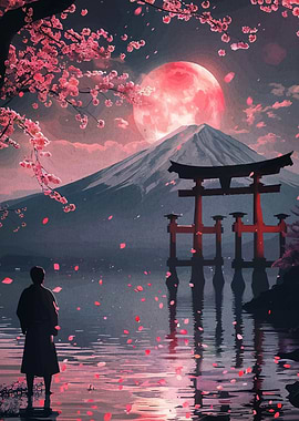 Serene Japanese Landscape Cherry Blossoms