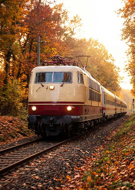 Train in Autumn Forest