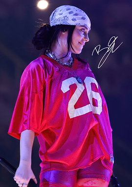 Billie Eilish in a Red Jersey