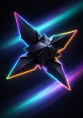 Neon Star Shuriken Abstract Art