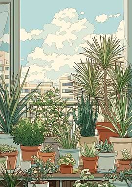 Balcony Garden with City View