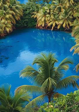 Tropical Lagoon with Palm Trees