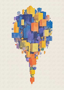 Colorful Floating Voxel Cubes