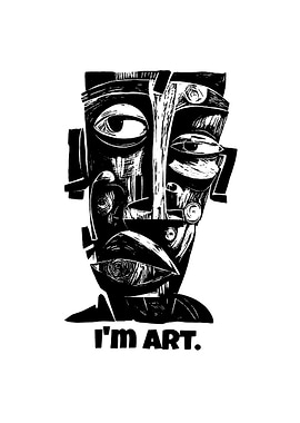 Abstract Face with 'I'm Art' Text