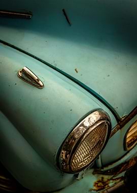 Close-up of a vintage car headlight