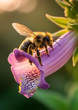 Bee on a Foxglove Flower