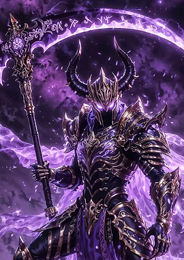 Demonic Warrior with Purple Energy Scythe