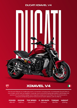 Ducati XDiavel V4 Motorcycle Poster