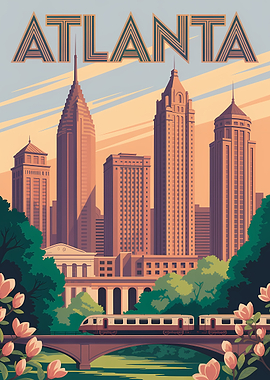 Atlanta Skyline with Train