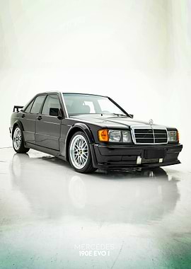 Black Mercedes-Benz 190E EVO I Poster