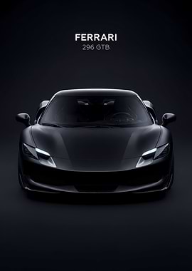 Ferrari 296 GTB Black Sports Car
