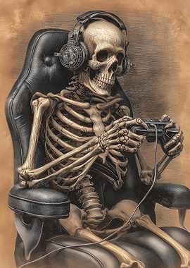 Skeleton Gamer with Headphones