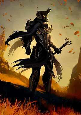 Warframe character in a desolate landscape