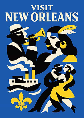 Visit New Orleans Vintage Poster