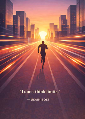 Usain Bolt running in a futuristic city