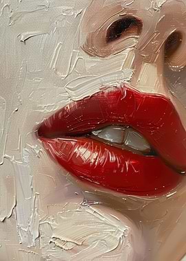 Close-up of Red Lips Painting