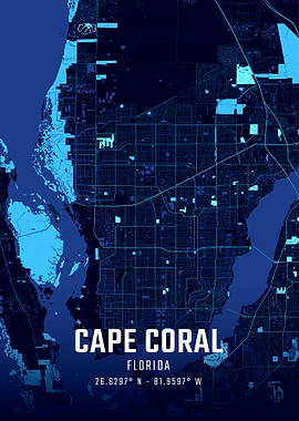 Cape Coral Florida Midnight City Map