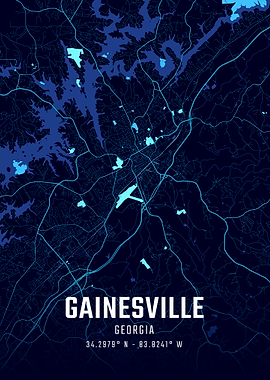 Gainesville Georgia Midnight City Map