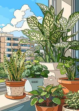 Balcony Garden with City View