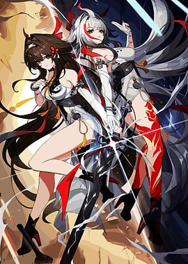 Two Anime Girls with Swords