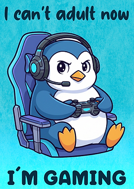 Cute Penguin Gamer