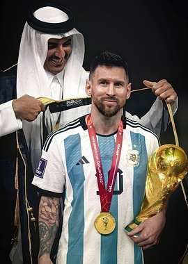 Lionel Messi receives World Cup trophy