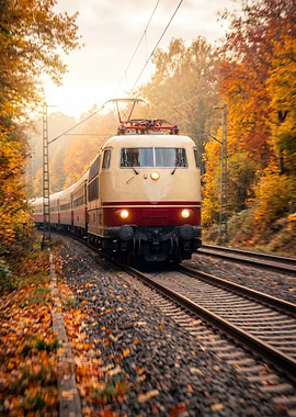 Train in Autumn Forest