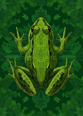 Green Frog with Ornate Patterns