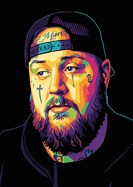 Colorful Portrait of a Jelly Roll with Tattoos