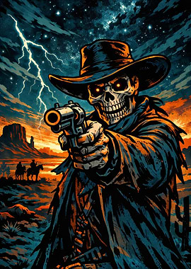 Skeleton Cowboy with Gun