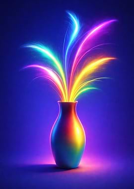 Vase with Rainbow Light Streaks