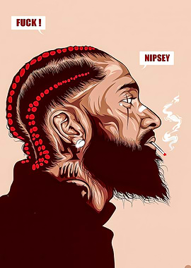 Nipsey Hussle Portrait with Cigarette