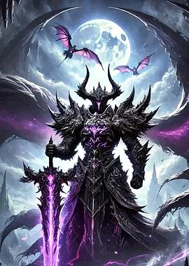 Dark Knight with Glowing Sword