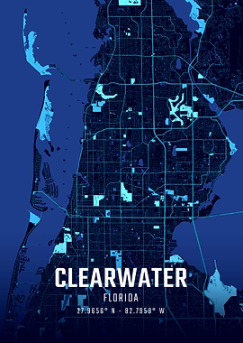 Clearwater Florida Midnight City Map
