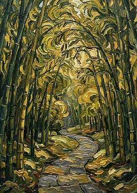 Bamboo Forest Path Painting