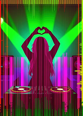 DJ silhouetted making a heart shape