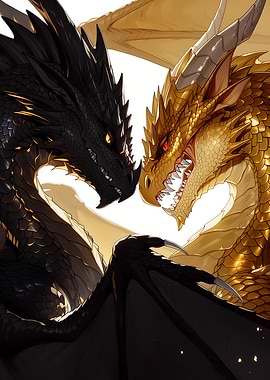 Two Dragons Facing Off