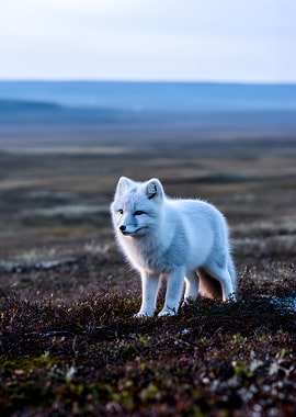 Arctic Fox in a Tundra Landscape