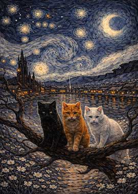 Starry Night Cats