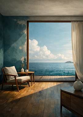 Modern room with ocean view