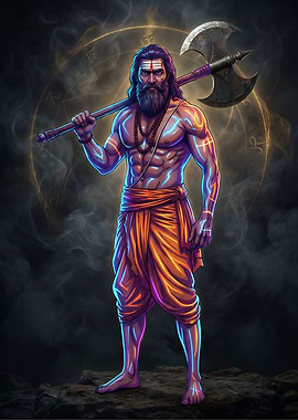 Lord Parshuram – Eternal Warrior of Sanatan Dharma Premium Metal Poster