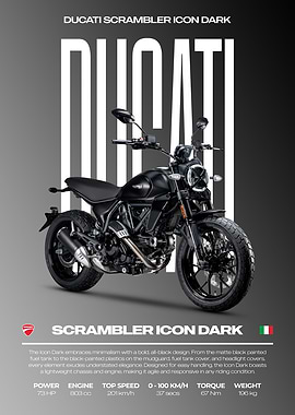 Ducati Scrambler Icon Dark Motorcycle Poster
