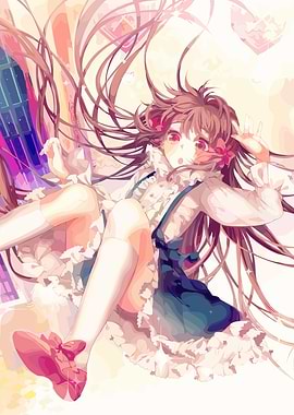 Anime Girl with Flowing Hair