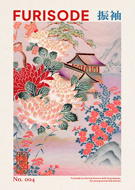 Traditional Japanese Kimono Floral Pattern Skan