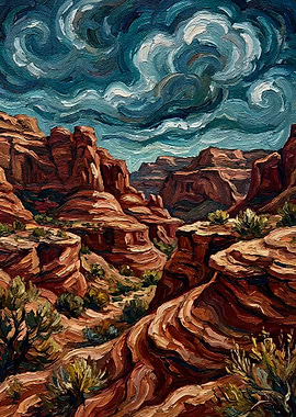 Dramatic Canyon Landscape Painting