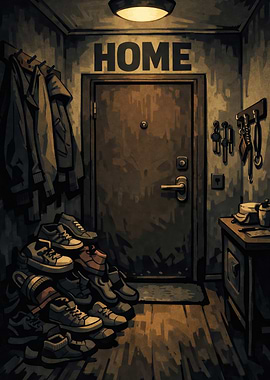 Cozy Home Entrance with Shoes and Coats