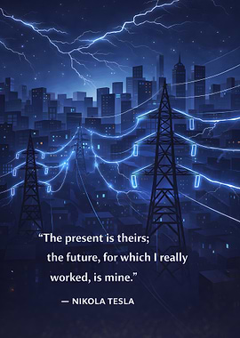 Nikola Tesla Quote on Cityscape